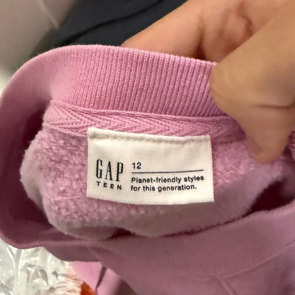 GAP Teen Raglan Boxy Sweatshirt NEWPORT Pink and White Girls Size 12